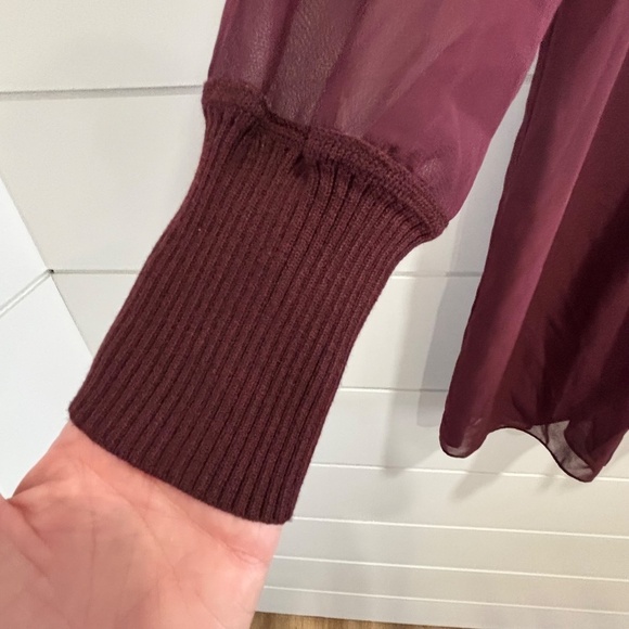 Club Monaco NWT pin tuck ribbed dress burgundy size 4 - Picture 5 of 16